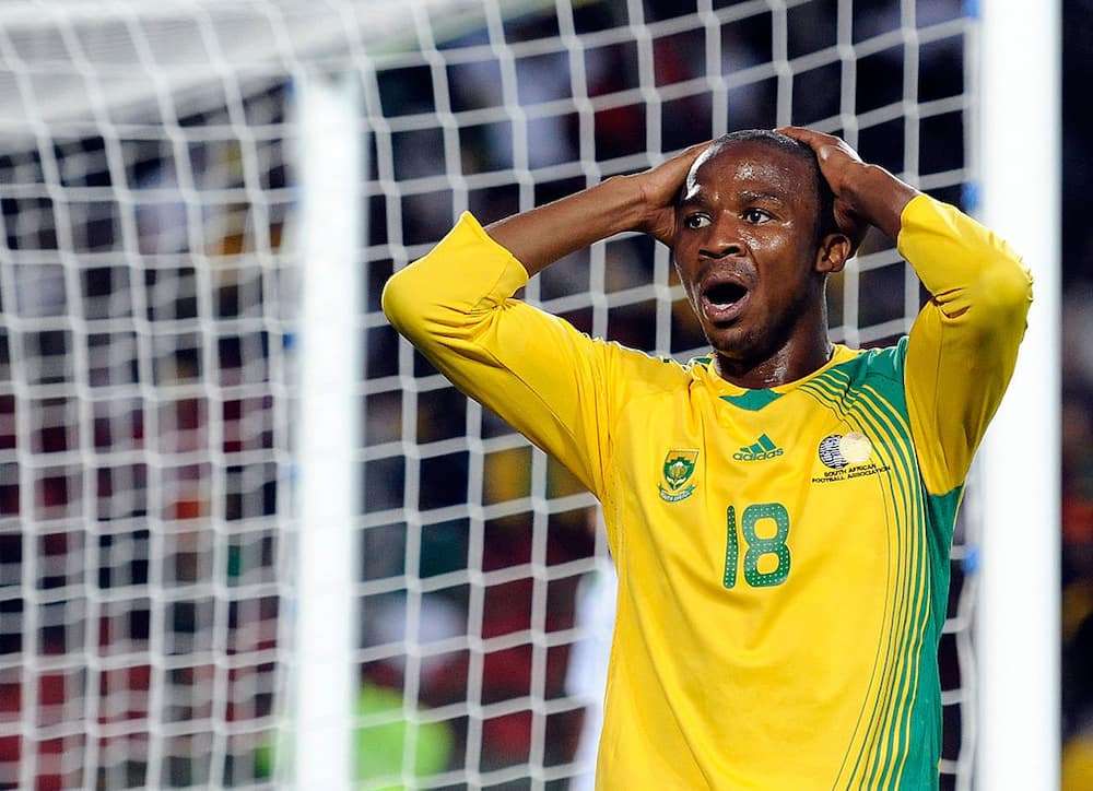 Bafana Bafana forward Thembinkosi "Terror" Fanteni during second half of FIFA Confederations Cup at Ellis Park Stadium in 2009.