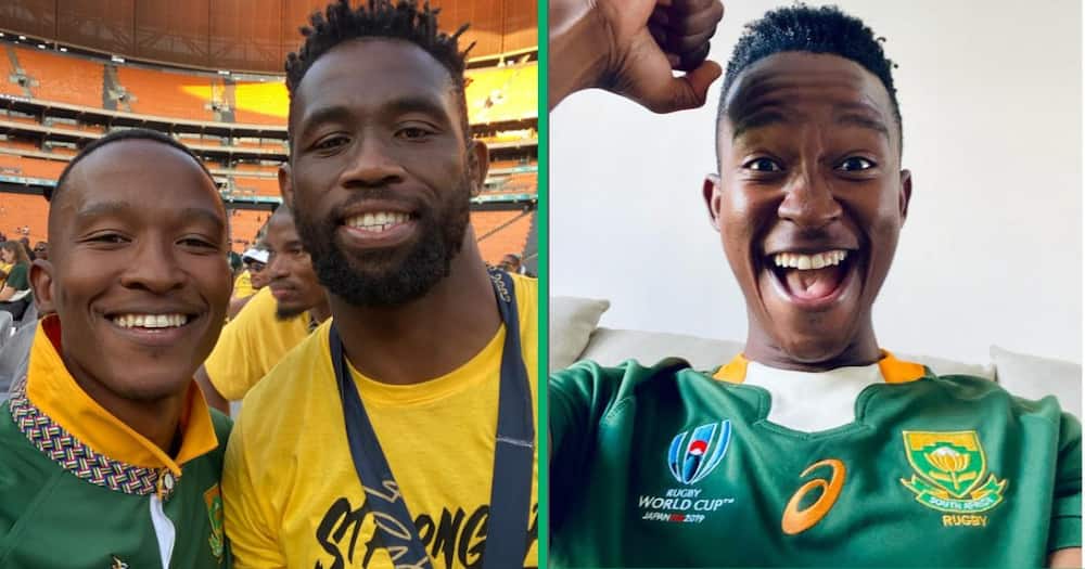 Katlego Maboe shares selfies with the Springboks.