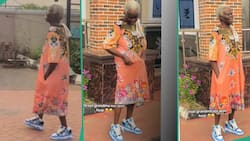 "She has swag": Stylish old woman wears canvas with gown, steps out in grand style