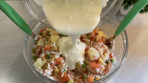 Brown rice salad with mayonnaise recipe