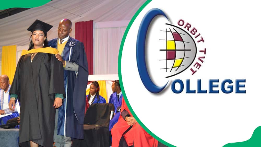 Orbit College logo and students during graduation