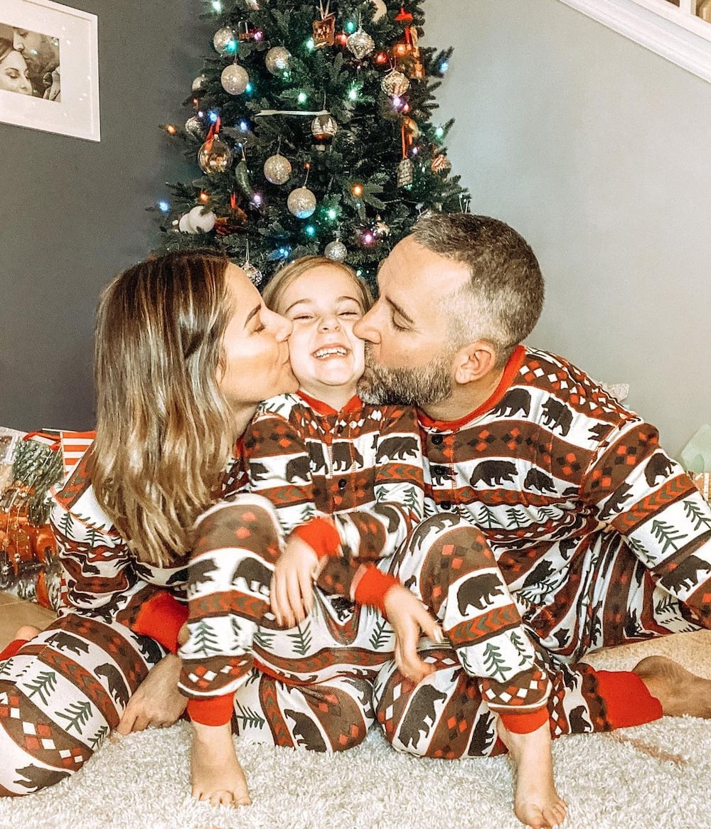 Family Matching Blue Christmas Tree Suits Family Look Pajama Set