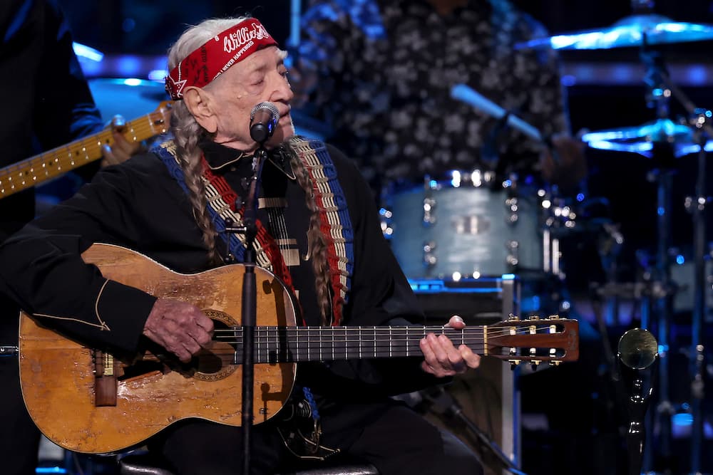 Musician Willie Nelson onstage at Barclays Center