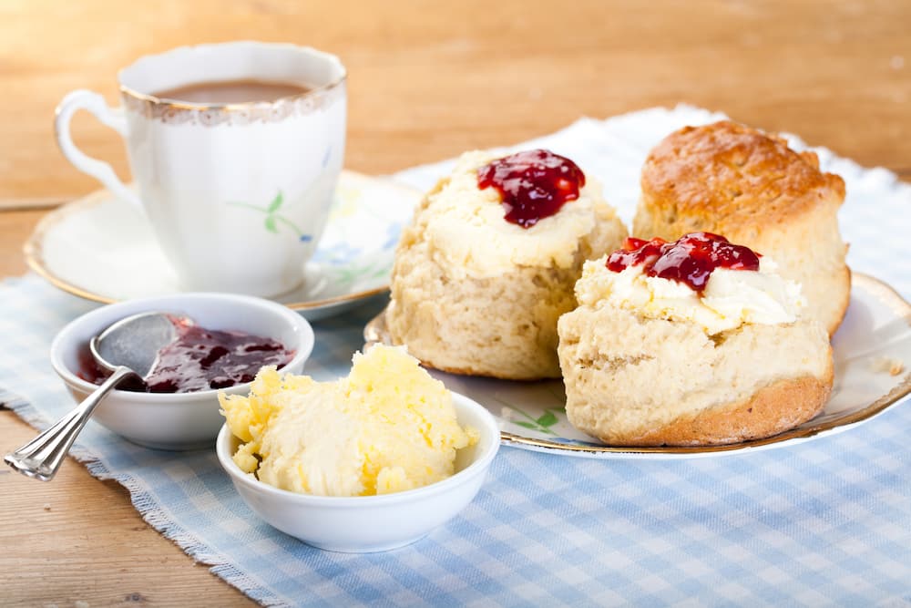 Scones topped with jam