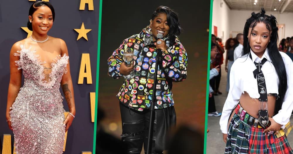 Uncle Waffles attending 2023 BET Awards at Microsoft Theater in California and at Head of State Presentation during New York Fashion Week, and Missy Elliott was speaking onstage during 2019 Urban One Honors at MGM National Harbor in Maryland.