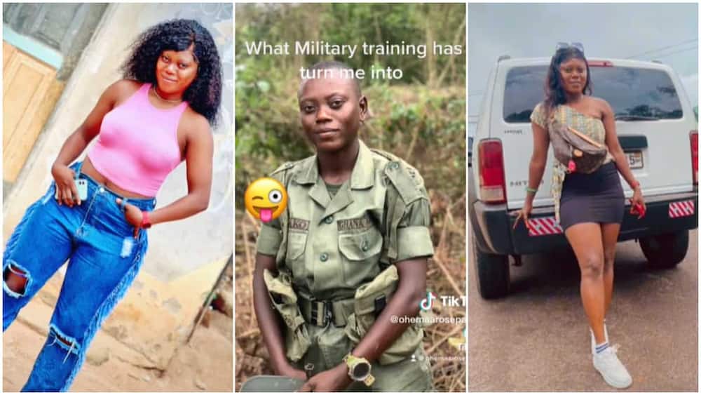 The lady's body and face changed after joining the army