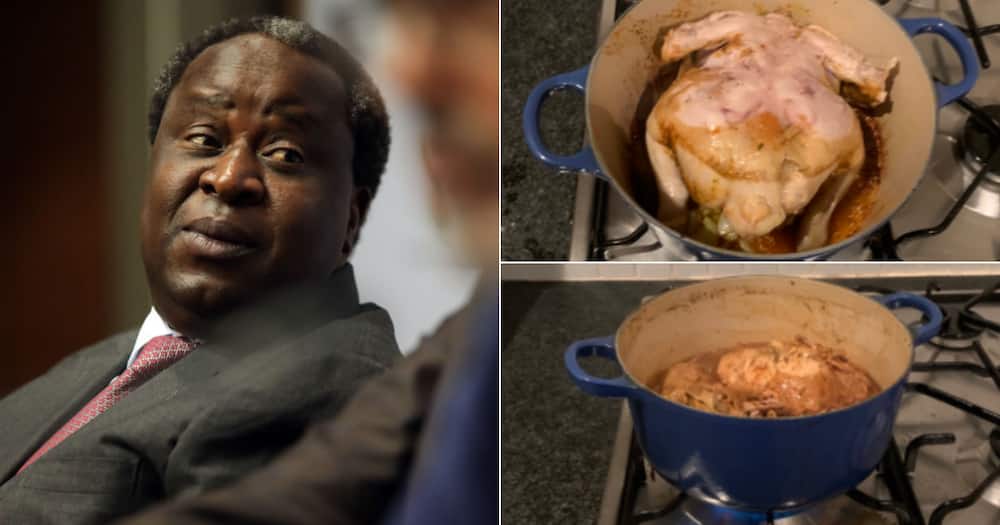 “I’ll Be Vegetarian”: Tito Mboweni’s Suspect Looking Chicken Has SA in Stitches