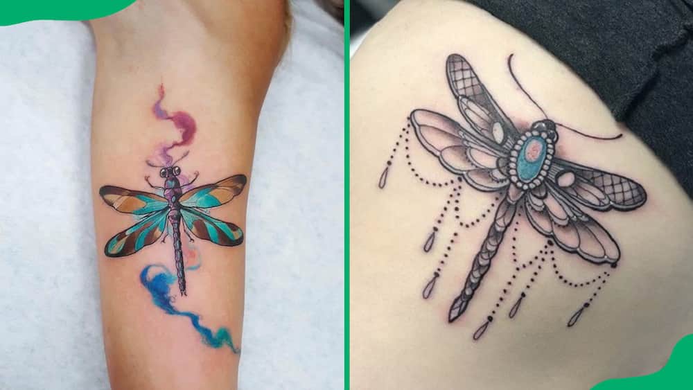 Watercolour dragonfly tattoo