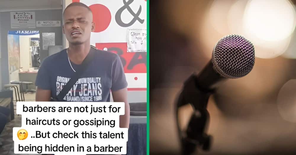 A TikTok video captured a man beautifully singing at a barbershop.