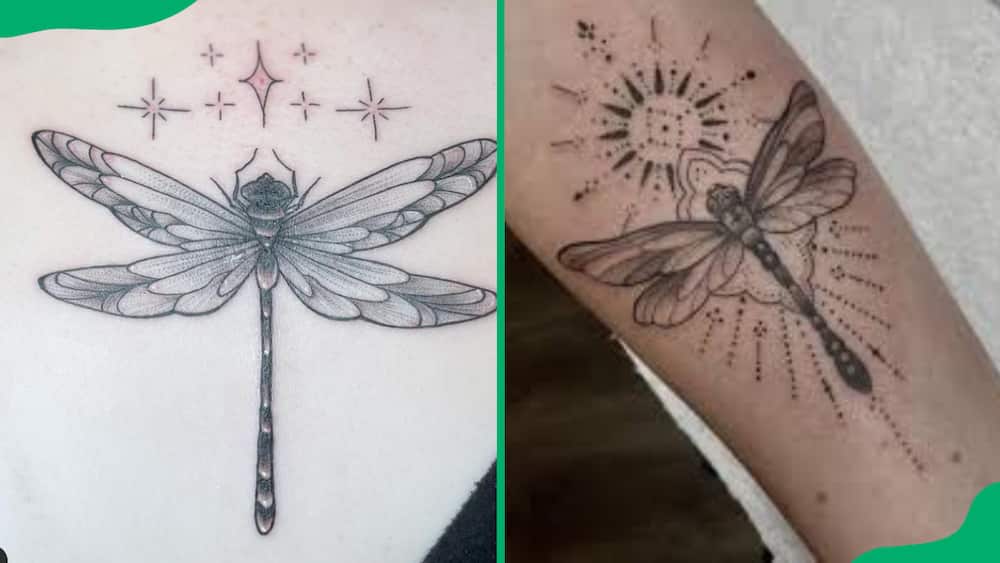 Glowing dragonfly tattoo