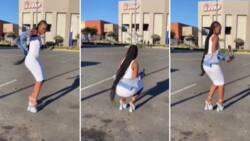 Amapiano grooving babe in killer heels has the people of Mzansi gushing over her dancing in a parking lot