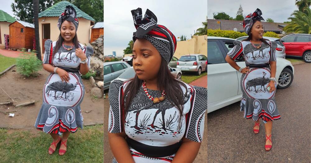 Mzansi stans gorgeous lady in a traditional outfit: "Hello Beautiful".