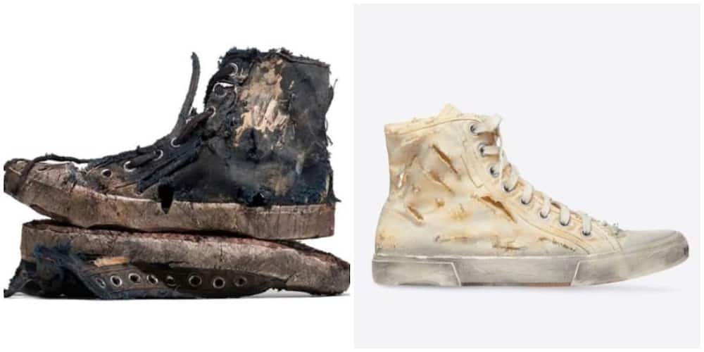 Photos of Balenciaga's destroyed version of Paris sneakers.