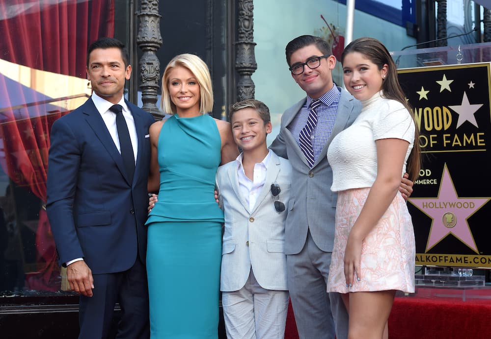 Kelly Ripa with husband Mark Consuelos, daughter Lola, sons Michael and Joaquin during the ceremony honoring her with a star on the Hollywood Walk of Fame on 12 October 2015.