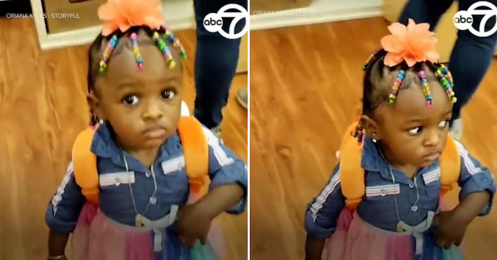 A small girl's reaction on her first day at daycare caused laughter worldwide.