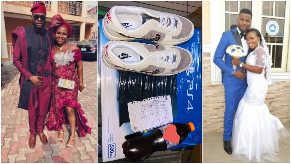Woman surprises husband on his birthday, gifts him soft drink, new shoe, PS4 game console, photos go viral