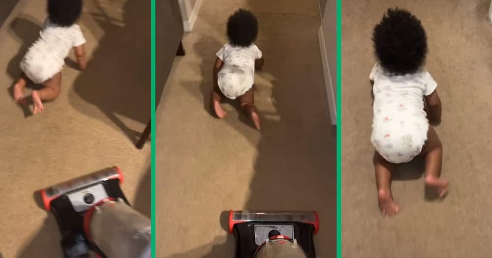 A father chased his scared baby with a vacuum cleaner