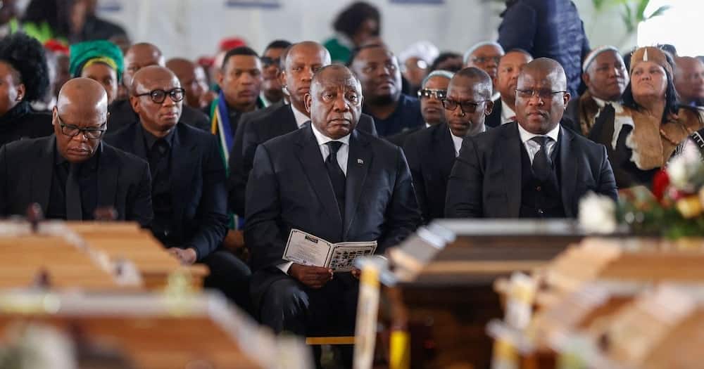 President Cyril Ramaphoa, enyobeni tavern tragedy, reactions, mass funeral