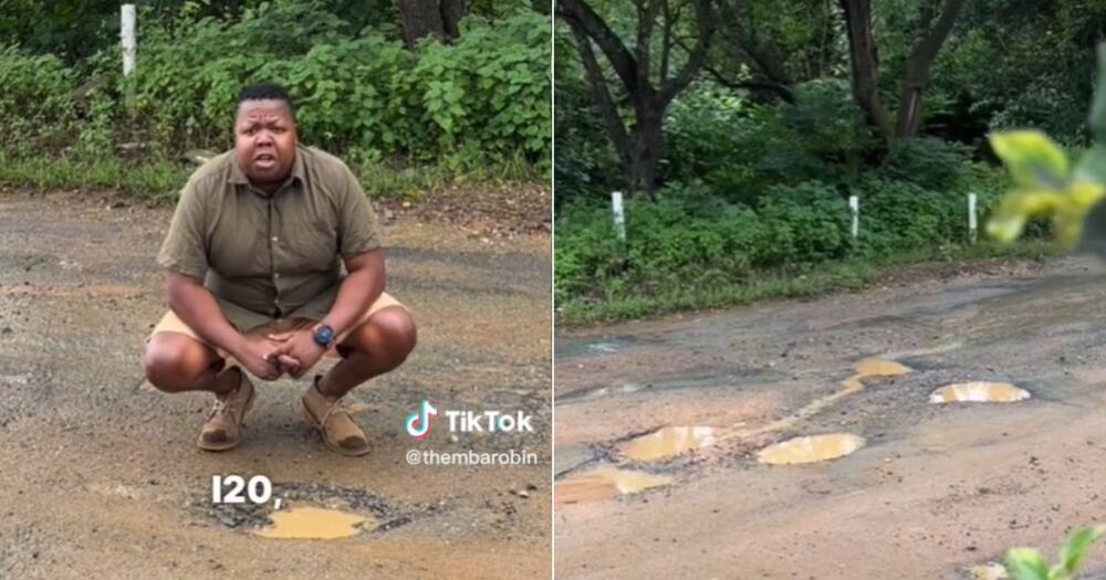 Man on TikTok makes fun of South African potholes