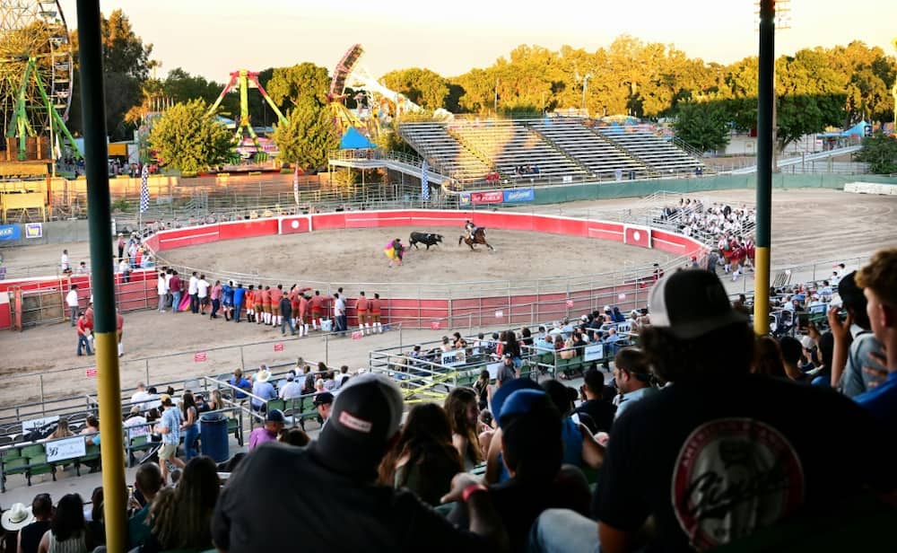 Some 4,000 spectators watch bullfighting at an arena in the small rural Californian town of Turlock