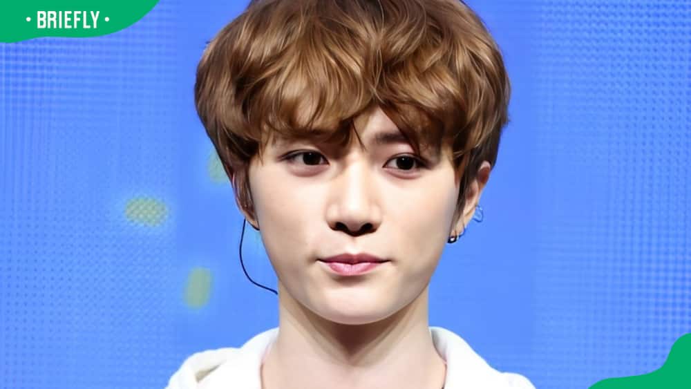 Beomgyu of TXT at a press conference