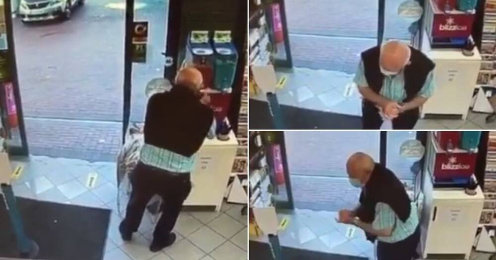 Old man filmed sanitising hands at slushy machine, SA in stitches