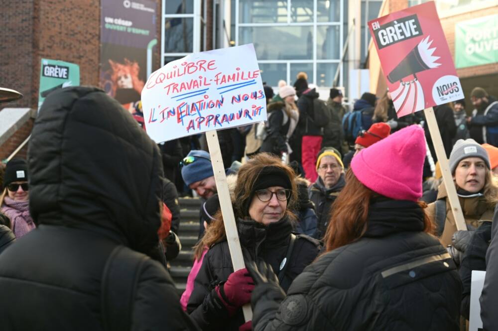 Public sector workers protest in Montreal, demanding better pay and working conditions
