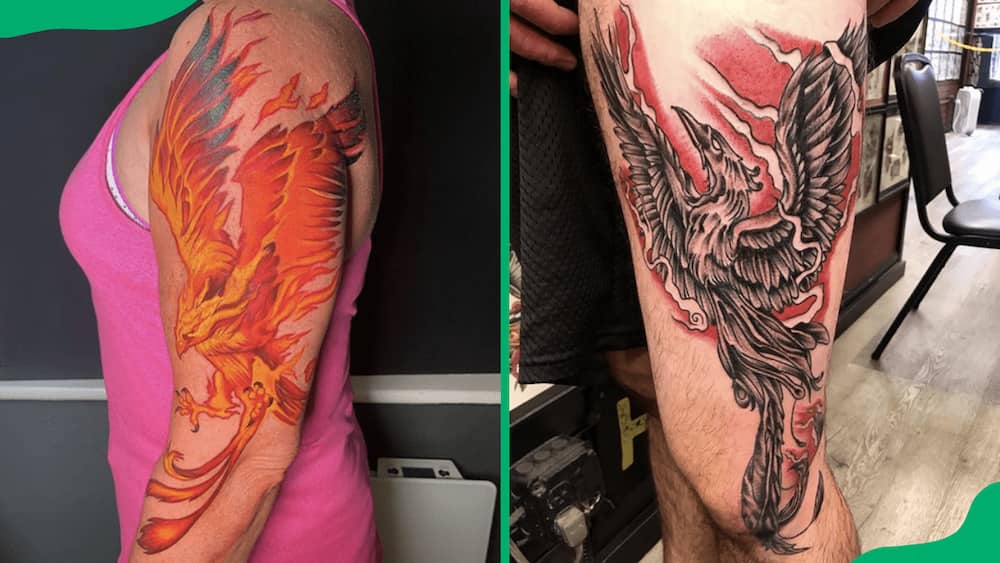 Flaming phoenix tattoos