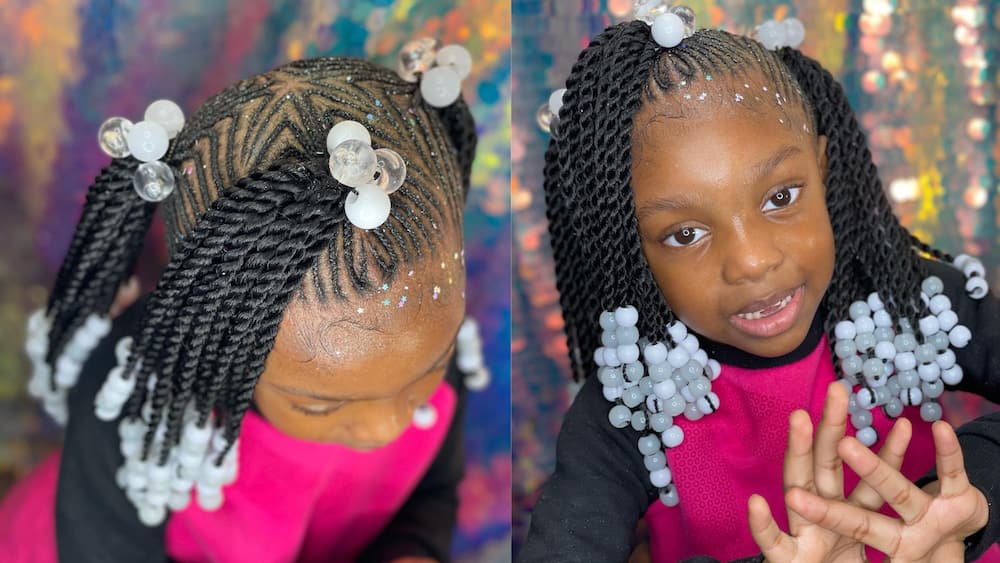 Kids Braided Ponytail With Beads Kid Braided Ponytail Extension