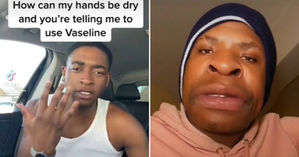 Man speaking about Vaseline and a TikToker roasting him