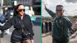Rumoured couple Thando Thabethe and Robert Marawa hit France for Rugby World Cup quarter-final