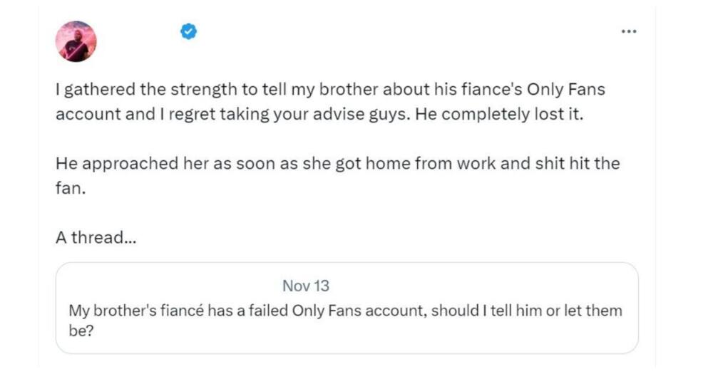 Man exposes OnlyFans acount by brother's fiancé