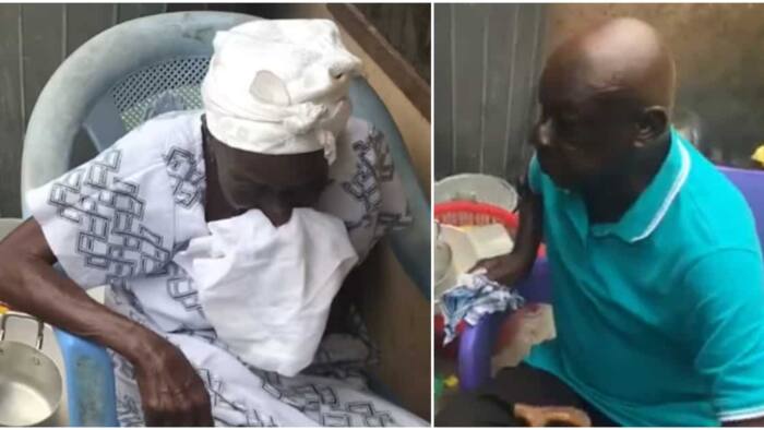 Frail woman weeps as she reunites with son after 40 years, video sparks emotions: "Can’t hold my tears"