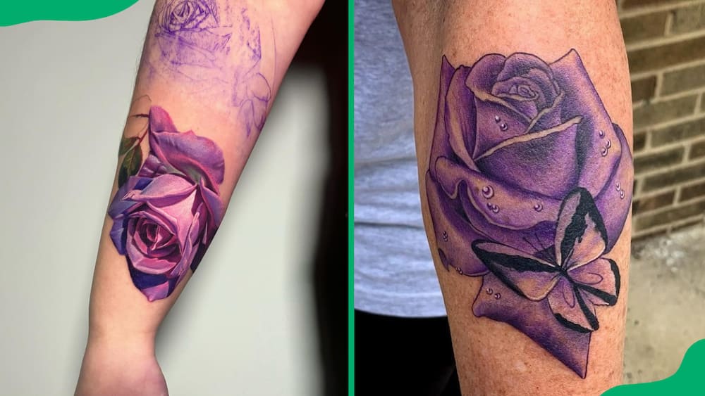 Purple rose tattoos