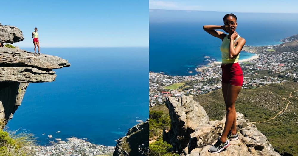 SA reacts to lady who climb high cliff