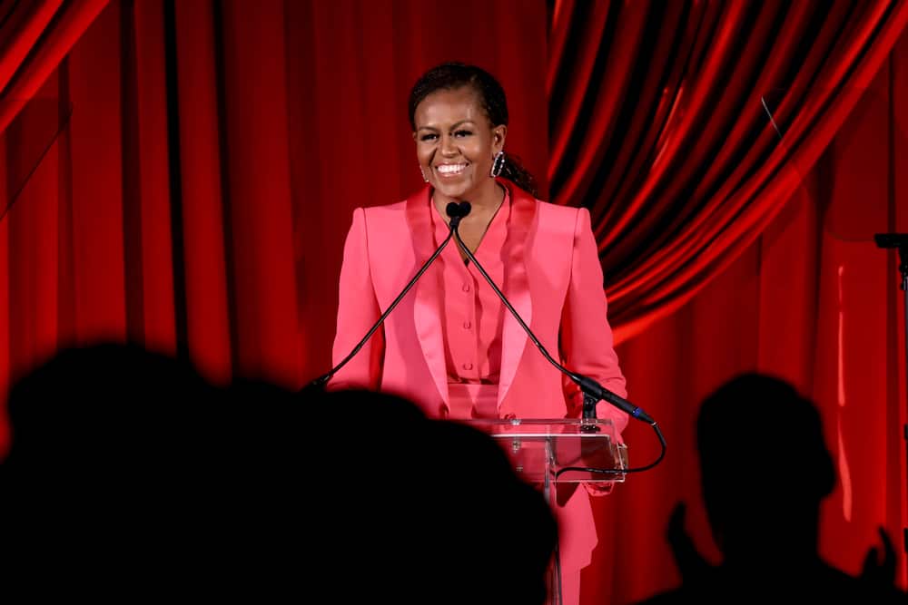 Former First Lady Michelle Obama speaks onstage at the Clooney Foundation For Justice Inaugural Albie Awards