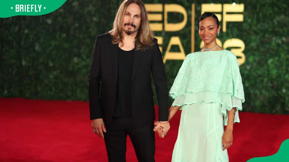 Marco Perego and Zoe Saldana during the 2023 Red Sea International Film Festival at the Souk Cinema