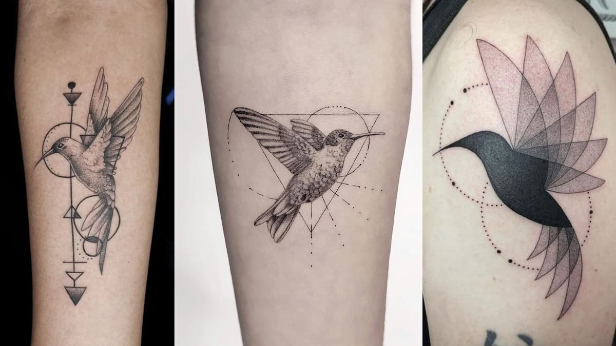 Small Tatteco Hummingbird (left) Temporary Tattoo - Set of 3