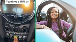Woman driving Mini Cooper compares it to flying airplane, TikTok video amuses Mzansi