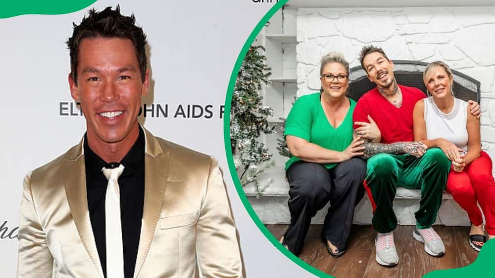 David Bromstad attending the Annual Elton John AIDS Foundation's Oscar Viewing Party (L). The artist with his two sisters (R)