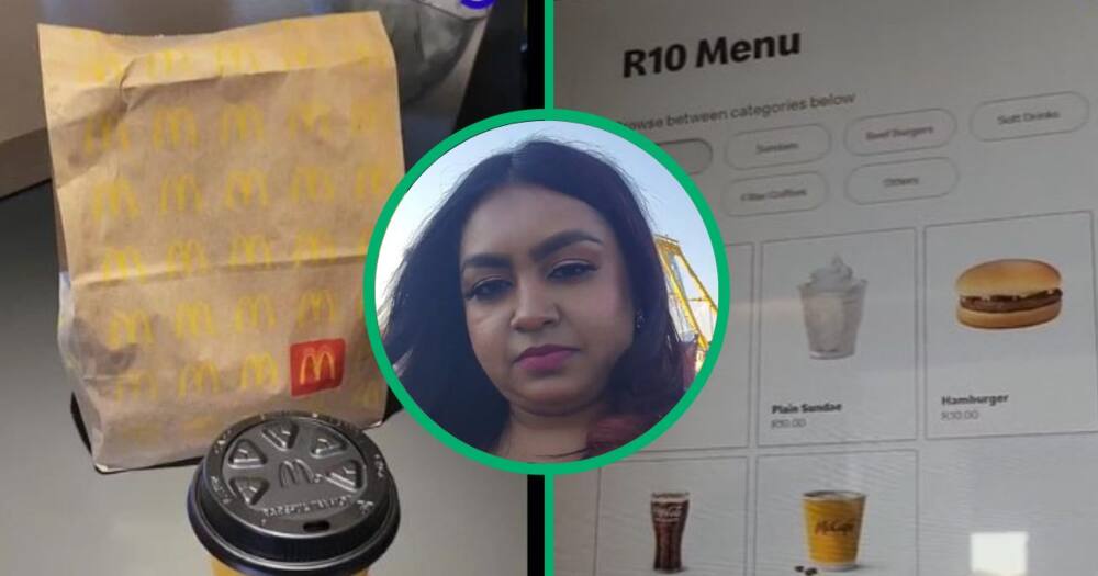 TikTok of woman showing McDonald's R10 menu to other