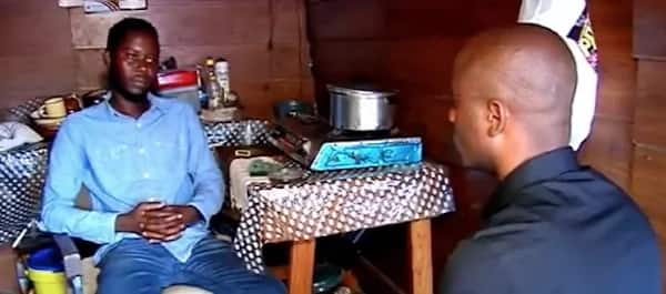 Sam Mangena during his interview inside his shack. Source: SABC