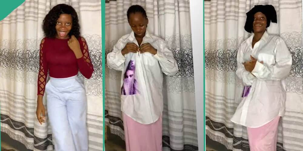 Lady going to visit her father changes her dress. Lady going to visit her father changes her dress.