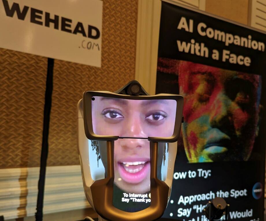 Wehead, a companion robot that uses generative artificial intelligence, was on display at the Consumer Electronics Show (CES) in Las Vegas