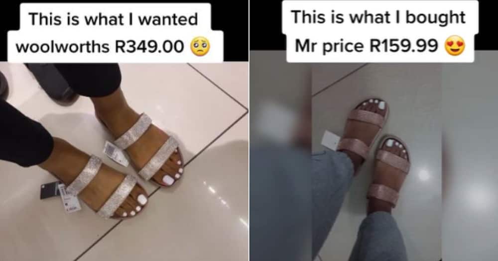 Woman compares Woolworths and Mr Price shoes