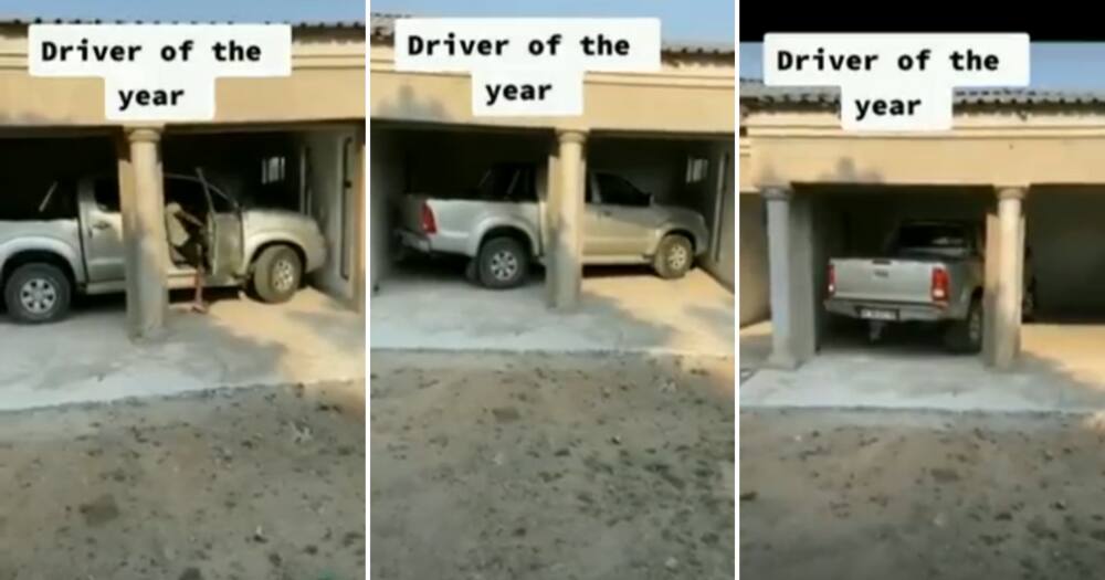 A van parked in a garage was taken out of it by a supposed "Driver of the year."