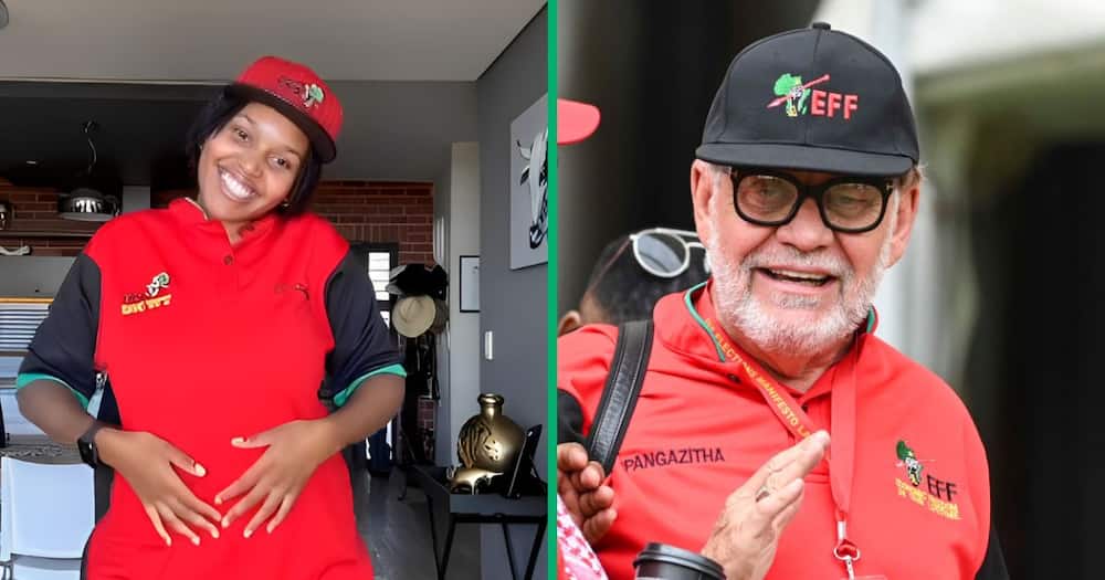 EFF member Carl Niehaus' wife takes part in the 'Come Duze' challenge made popular by ANC supporters.