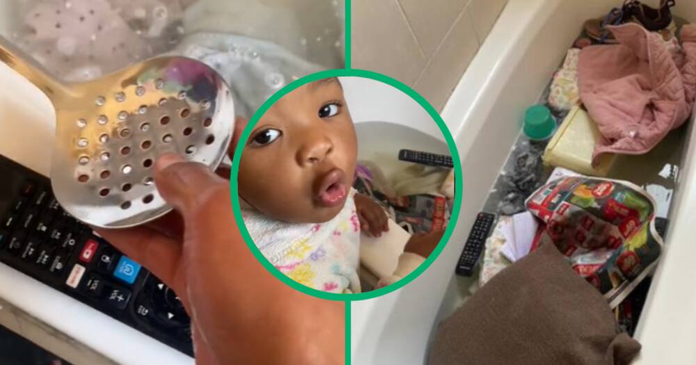 Toddler, washing, TV, TikTok video, Mzansi