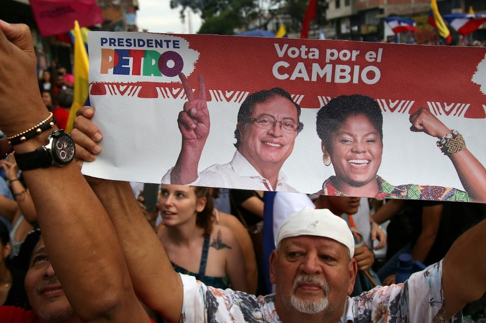 Supporters of Colombia's president-elect Gustavo Petro celebrate his election victory