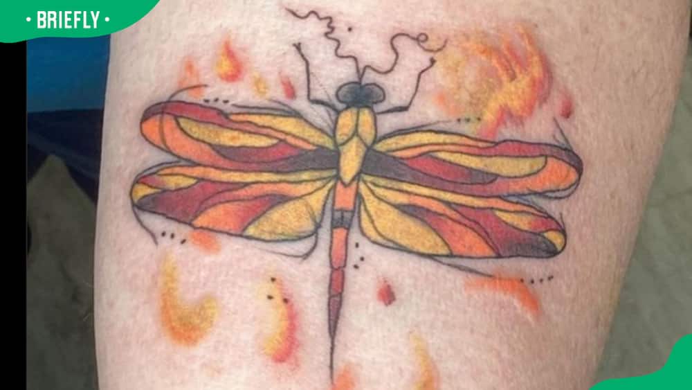 Yellow Dragonfly Tattoo